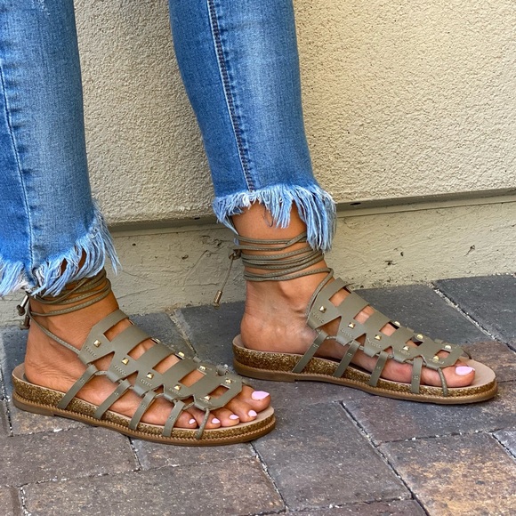 Anthropologie Leather Studded Lace Up Gladiator - Picture 13 of 14